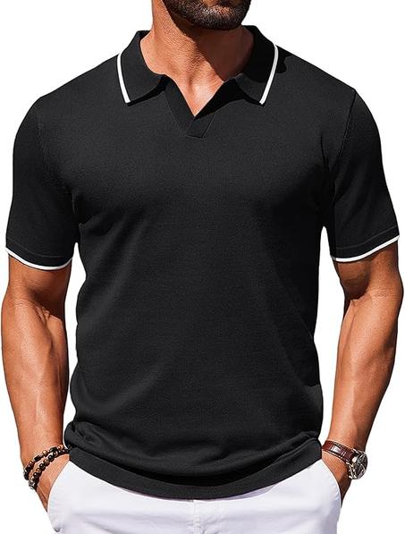COOFANDY Camisas polo de manga corta para hombre, estilo casual, de punto, estilo vintage, camisetas de golf