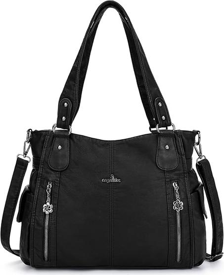 Angel Kiss Bolsos de mano para mujer con asa superior, espacioso y casual, bolso de hombro de poliuretano para mujer