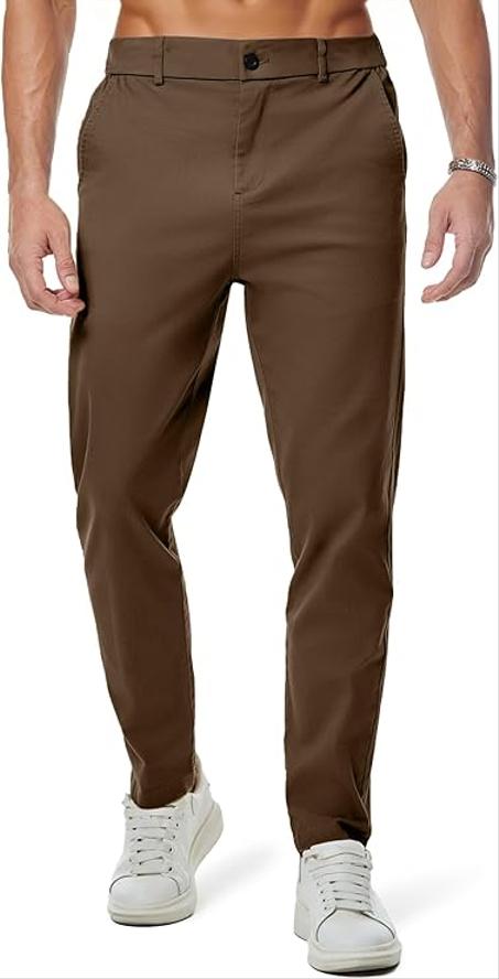 JMIERR Pantalones chinos para hombre, pantalones casuales de cintura elástica con bolsillos