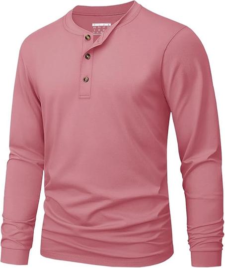 MAGNIVIT Camisas Henley de manga larga para hombre, de algodón, 3 botones, estilo casual, color sólido, suave, básicas, 2025