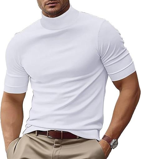 Camisas de moda para hombre, camisetas de manga corta con cuello alto, camisetas casuales
