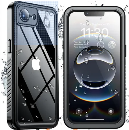 سبايدر كيهز حافظة لهاتف ايفون 16e مقاومة للماء، شاشة مدمجة وواقي عدسة كاميرا [IP68 تحت الماء] حافظة حماية كاملة للجسم لهاتف ايفون 16e 6.1 بوصة، اسود/شفاف