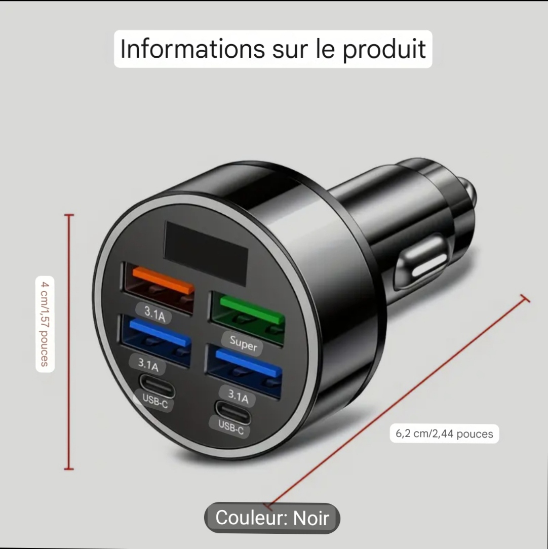 CHARGEUR DE VOITURE 6-en-1