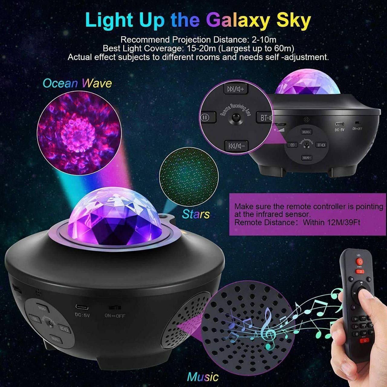 Lonvel Smart Star Night Starry Projecteur, Laser Sky Star Projector BT Music Speaker Galax Projector avec télécommande