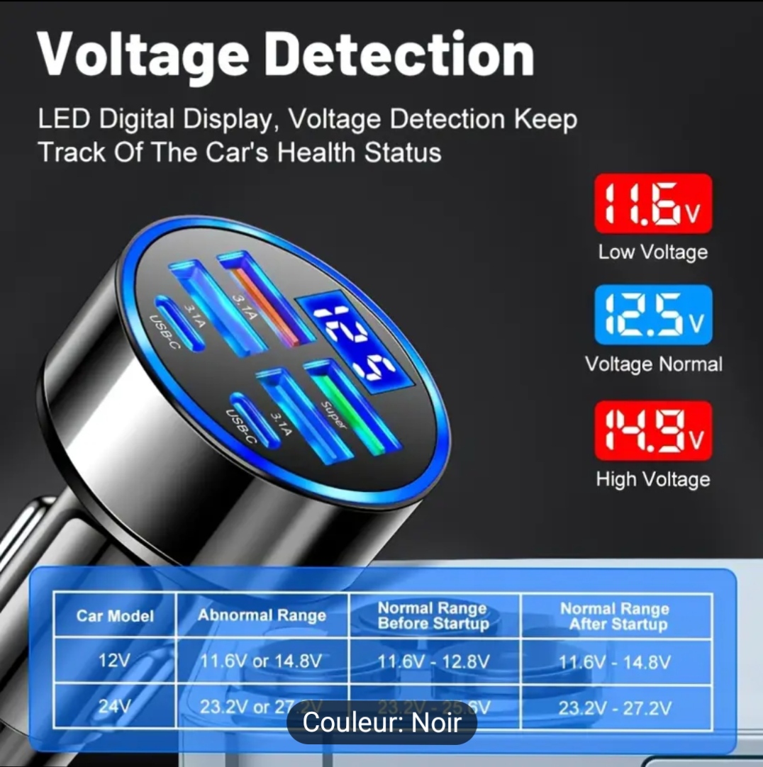 CHARGEUR DE VOITURE 6-en-1