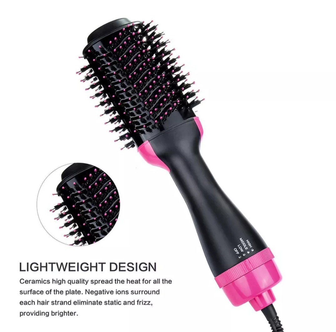 Seche-cheveux professionnel une étape 2 en 1, lisseur et bigoudi, fer à friser à Air chaud, à rouleaux rotatifs