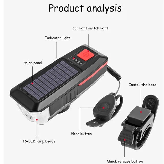 Lampe solaire LED pour vélo