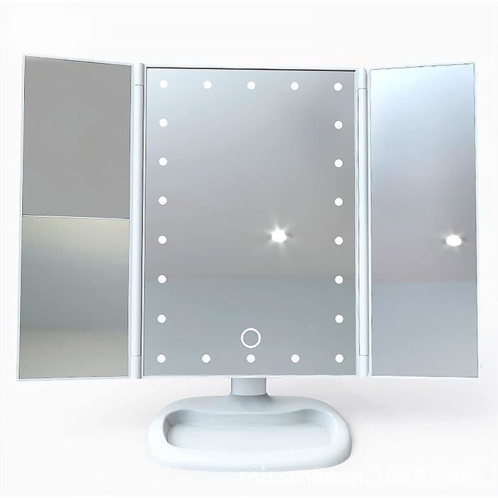 Miroir Maquillage Avec Lumières Led,Miroir De Table Lumineux Eclairage Tactile Tri-Pli,1X -2X-3X Miroir De Maquillage À Troi[x1856]