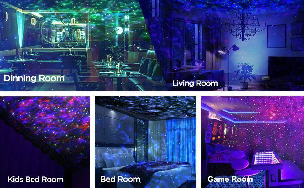 Lonvel Smart Star Night Starry Projecteur, Laser Sky Star Projector BT Music Speaker Galax Projector avec télécommande