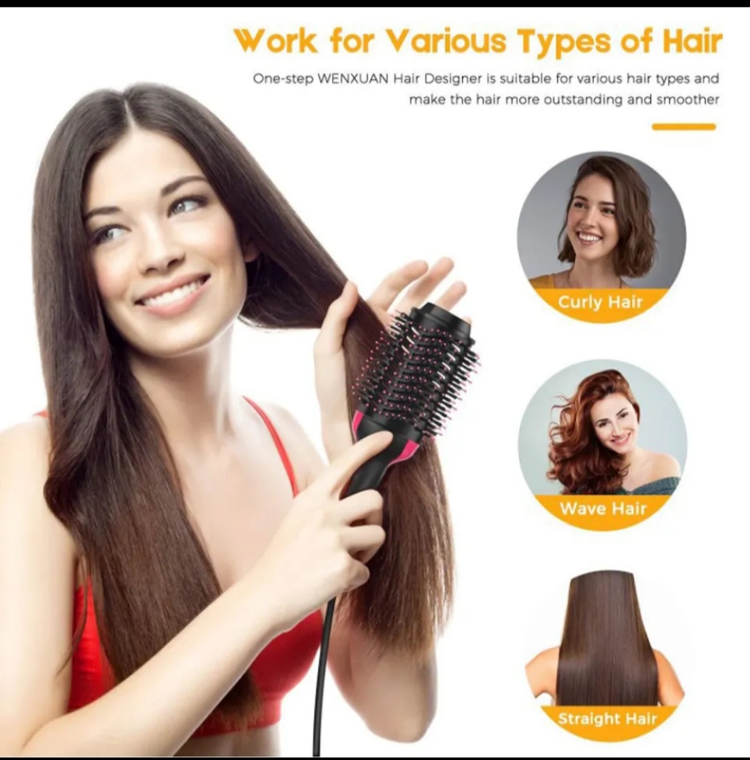 Seche-cheveux professionnel une étape 2 en 1, lisseur et bigoudi, fer à friser à Air chaud, à rouleaux rotatifs