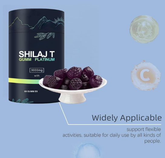 60 قطعة شيل/اجيت جولد جو/ميز للرجال، شيل الهيمالايا النقي/اجيت جو/ميز، فيت/امين جو/ميز، للبالغين Tr/IP Gu/mmies، VIT/amin Gu/mmies، 3000mg