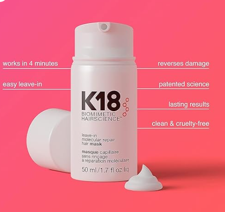 قناع الشعر K18 بيوميتيك هير ساينس يترك في الاصلاح الجزيئي علاج سريع 4 دقائق 50 مل العلامة التجارية: فيريم من كي18