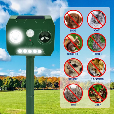طارد الحيوانات بالموجات فوق الصوتية بالطاقة الشمسية