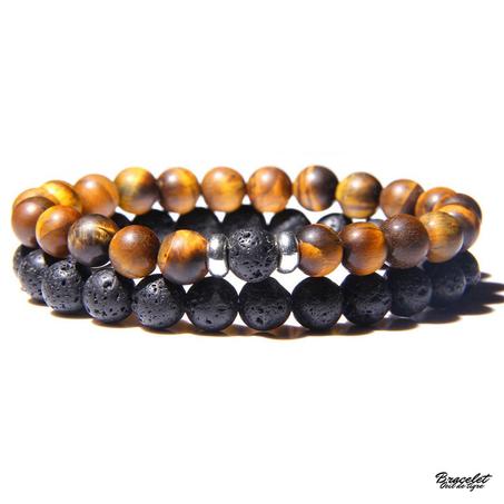 2 bracelets en pierre naturelle œil de tigre