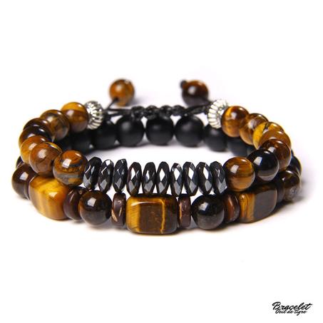 Ensemble de 2 bracelets en pierre naturelle œil de tigre
