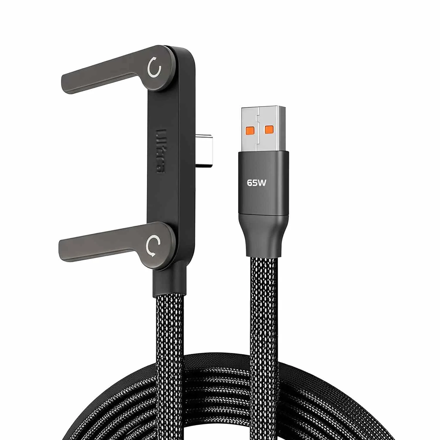 كابل شحن سريع USB إلى Type-C مع حامل للهاتف 360° - 65W  أو