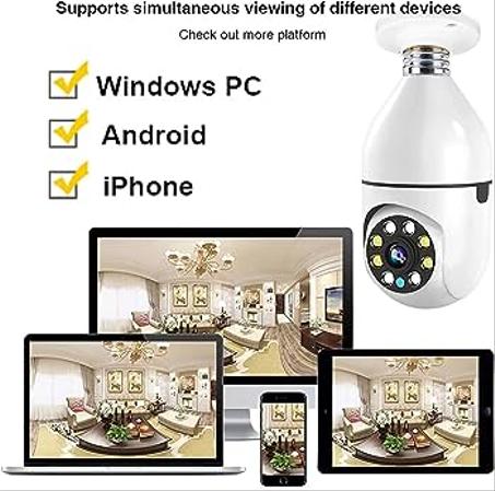 كاميرا مراقبة مزودة بمصباح قابلة للدوران 360 درجة