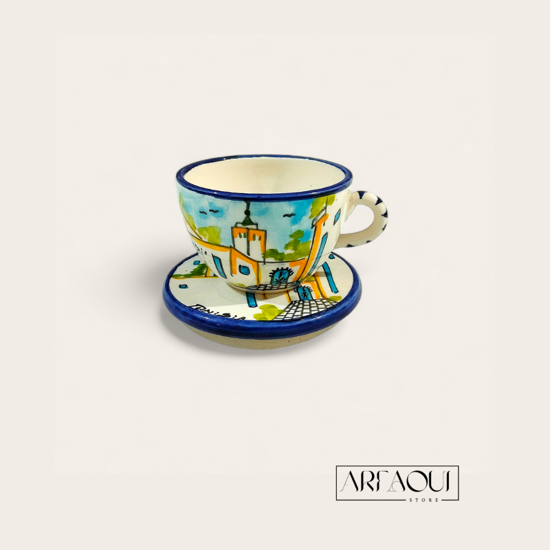 Service Café Sidi Bou Duo avec Plateau Rectangulaire et Mini Tajine