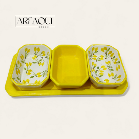 Set Apéritif 01 – Plat et 3 Raviers Design Citron