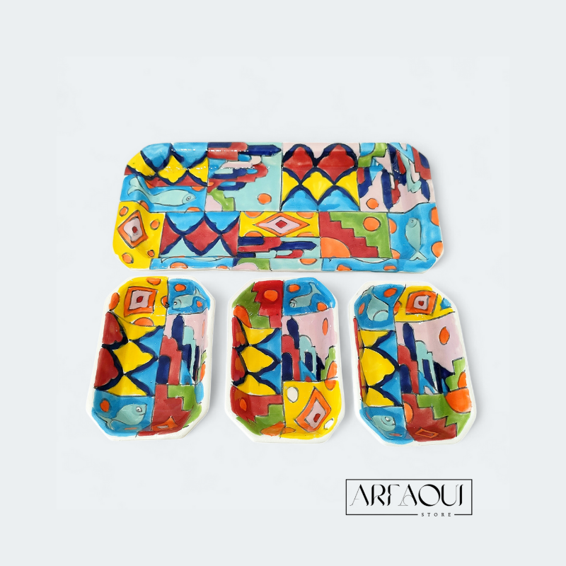 Set Apéritif – Plat et 3 Raviers Design Matmata
