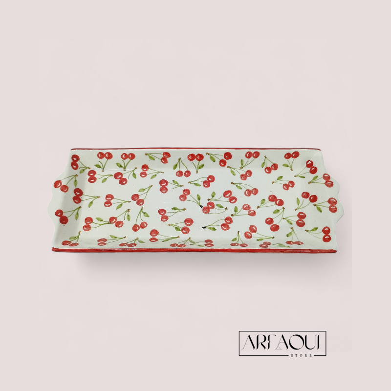 Service Café Cerise Duo avec Plateau Rectangulaire et Mini Tajine