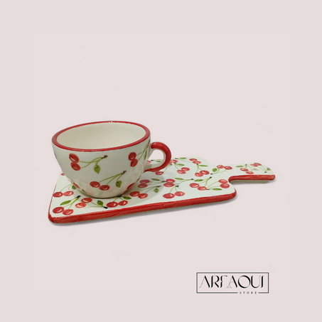 Tasse avec sa planche Design Cerise