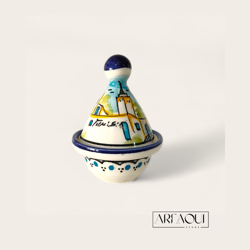 Service Café Sidi Bou Duo avec Plateau Rectangulaire et Mini Tajine