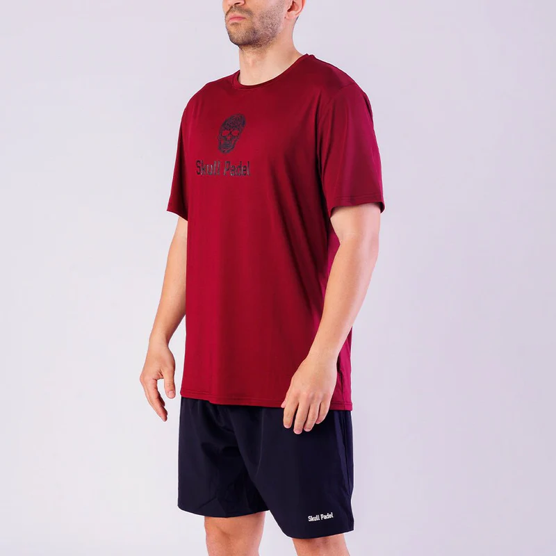 Padel Sportshirt Men - Dark Red Black