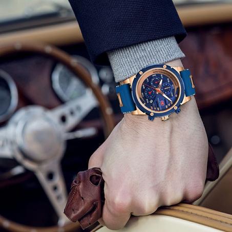 ساعة كوارتز خارجية للرجال ، كرونوغراف مضيئة