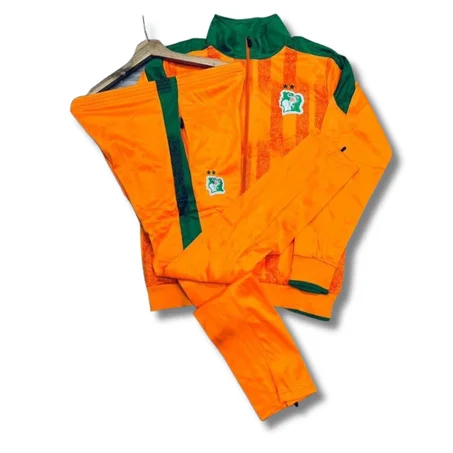 Ensemble Survêtement Puma Pull Col Vert + Pantalon Orange