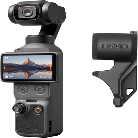 كاميرا اوسمو بوكيت 4 مع جيمبال بمستشعر سيموس 1 بوصة ودقة 4K بمعدل يصل إلى 240fps مع تثبيت ثلاثي المحاور للحركة وتقريب بدون فقدان جودة حتى ×2، وسعة تخزين داخلية 107GB وشاشة 2 بوصة قابلة للدورا