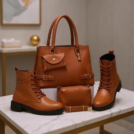 حقيبة جلدية أنيقة مع بوت متناسق ستايل زاز 266