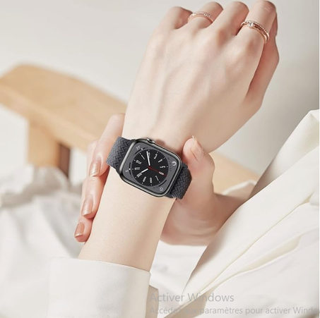 سوار ساعة بديل لساعة ابل مصنوع من النايلون المرن عالي الجودة