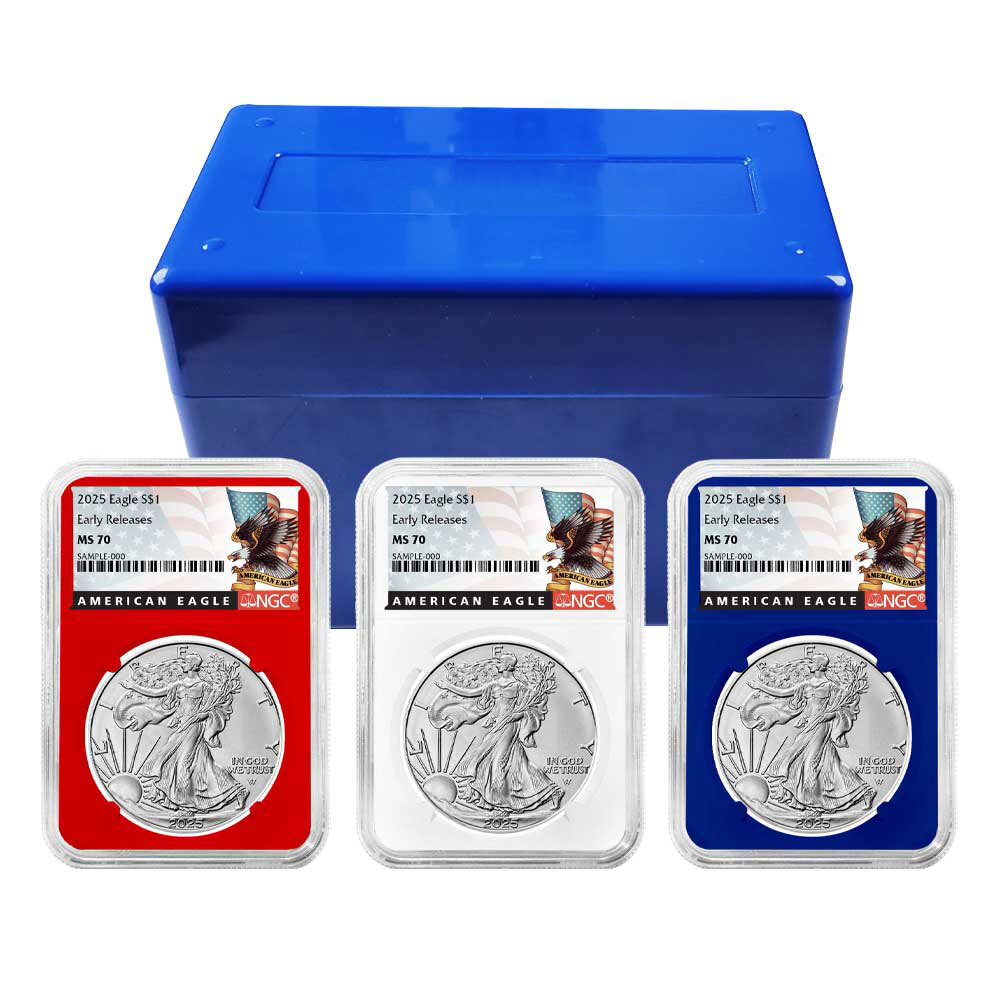 2025 W Silver American PF70 UC FDI NGC 1st Label Red, White & Blue Core 3pc Set in Red NGC Box
