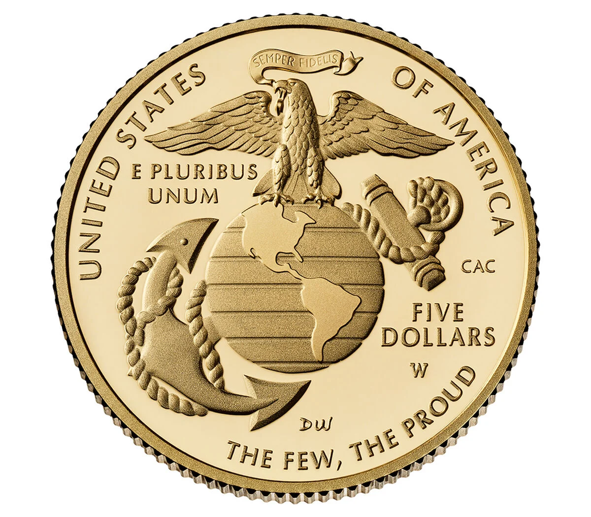 U.S. Marine Corps 250th Anniversary 2025 Proof Five-Dollar Gold Coin