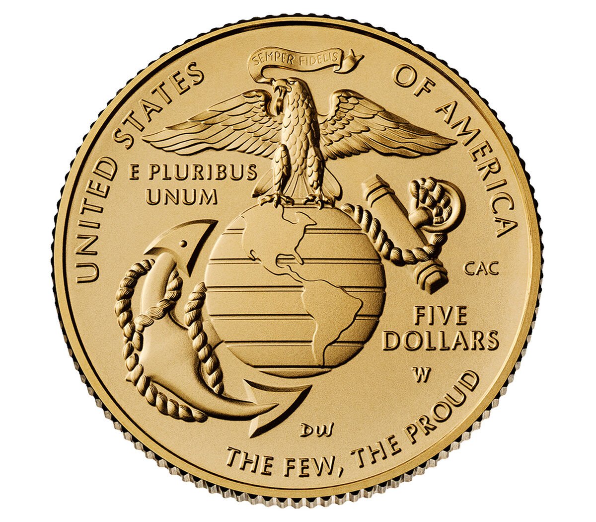 U.S. Marine Corps 250th Anniversary 2025 Uncirculated Five-Dollar Gold Coin