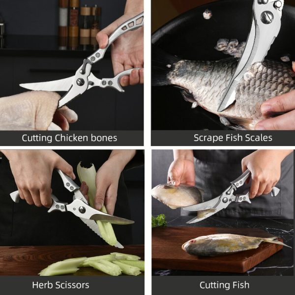 Kitchen Scissors and Poultry Shears – Heavy-Duty Stainless Steel with Safety Lock and Ergonomic Handle