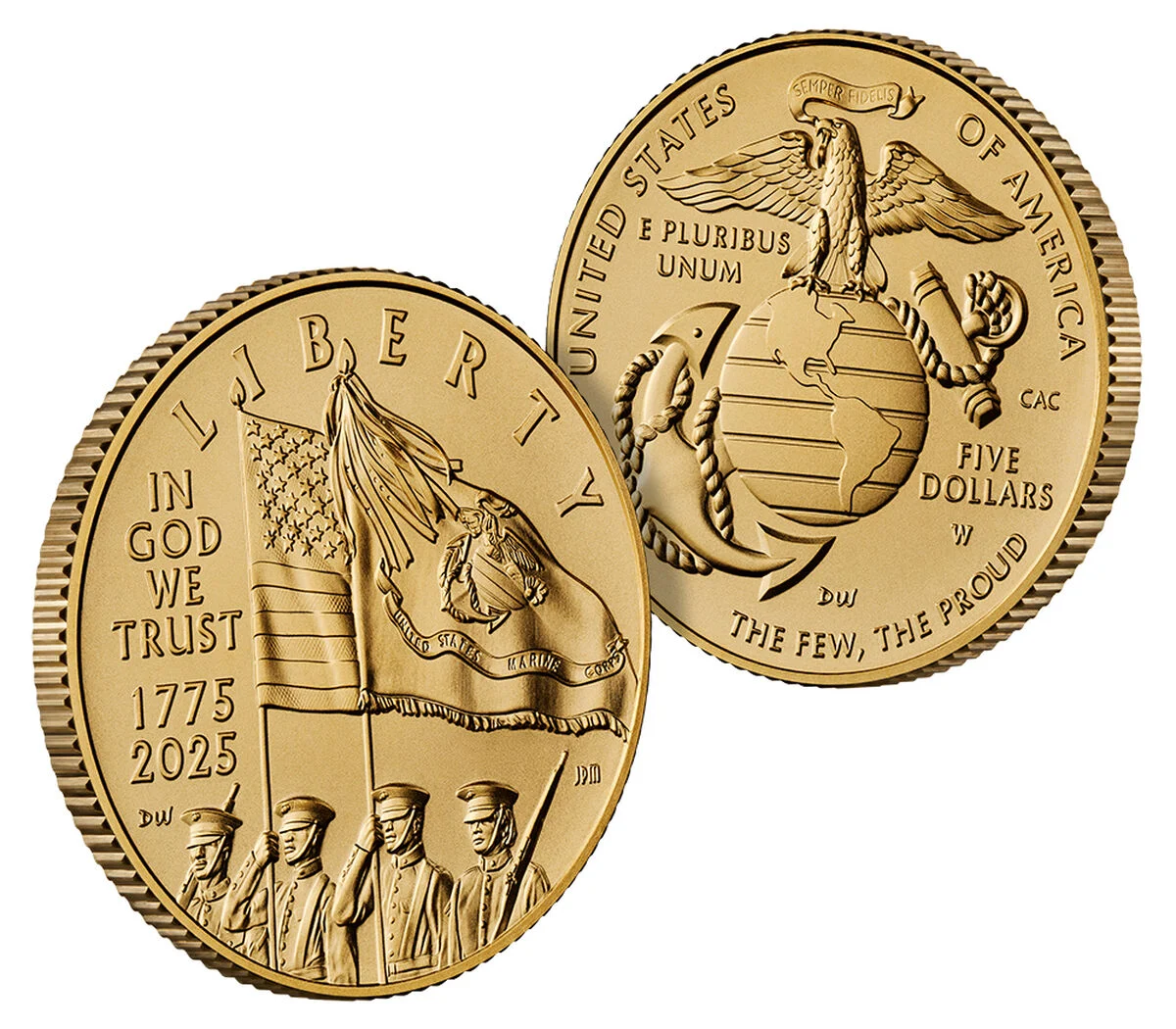 U.S. Marine Corps 250th Anniversary 2025 Uncirculated Five-Dollar Gold Coin