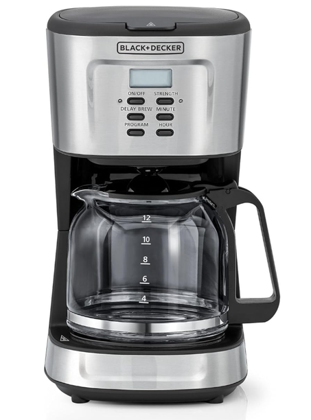 بلاك اند ديكر مكينة قهوة 900 واط سعة 1.5 لتر 50 60 هرتز يكفي 12 كوب تصنع مقطرة و اسبريسو أسود + فضي DCM85 B5 ضمان سنتين زجاج (copy)