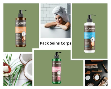 PACK:GEL DOUCHE A L'HUILE DE ROSE+LAIT DE CORPS A L'HUILE D'ARGAN+SHAMPOING NOURISANT  A L'HUILE D'ARGAN