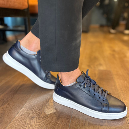 sneakers en cuir bleu pour homme