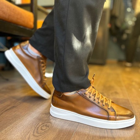 sneakers en cuir marron pour homme