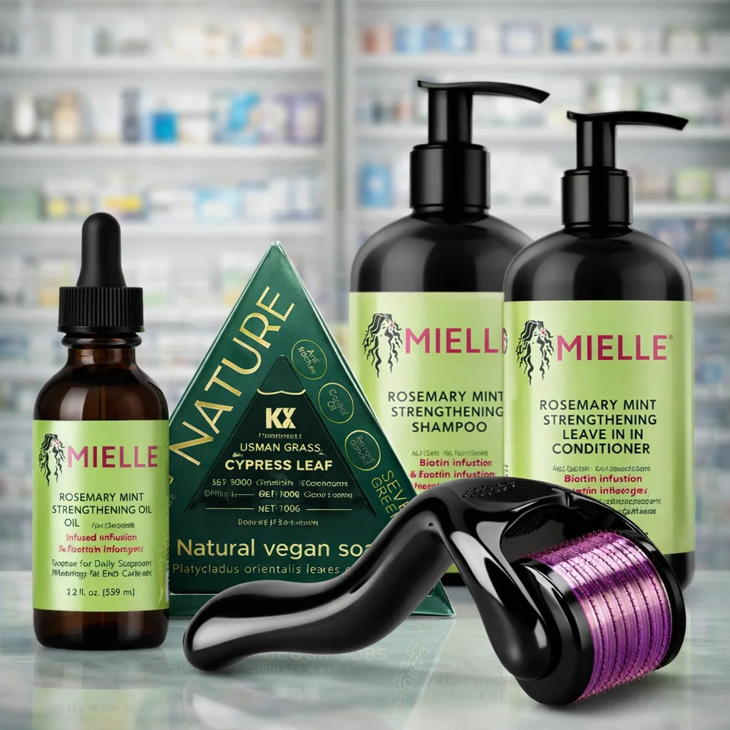 مجموعة مِيلِّي + صابونة زراعة الشعر العشبية