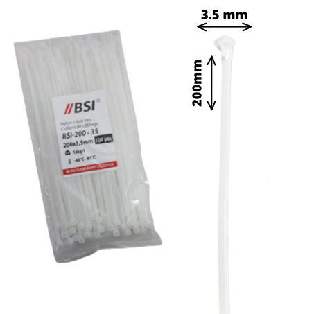 COLLIER DE CABLAGE 200 mm ( blanc 100pièces )
