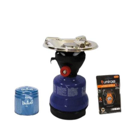 PACK DE CAMPING ( réchaud portable + cartouche de gaz + une torche frontale )