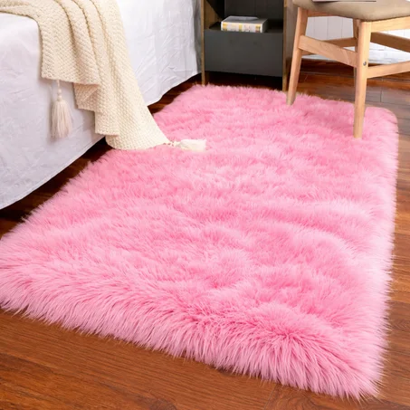 tapis fourrure 1M/170CM  - ROSE