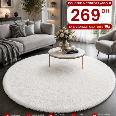 tapis fourrure rond - du lux 1M/1M