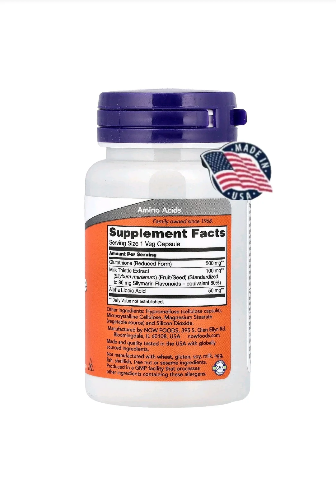 Glutathion 500 mg – Détox Cellulaire & Antioxydant Puissant | NOW Foods