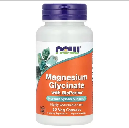 NOW Foods Magnesium Glycinate with BioPerine – 60 Veg Capsul