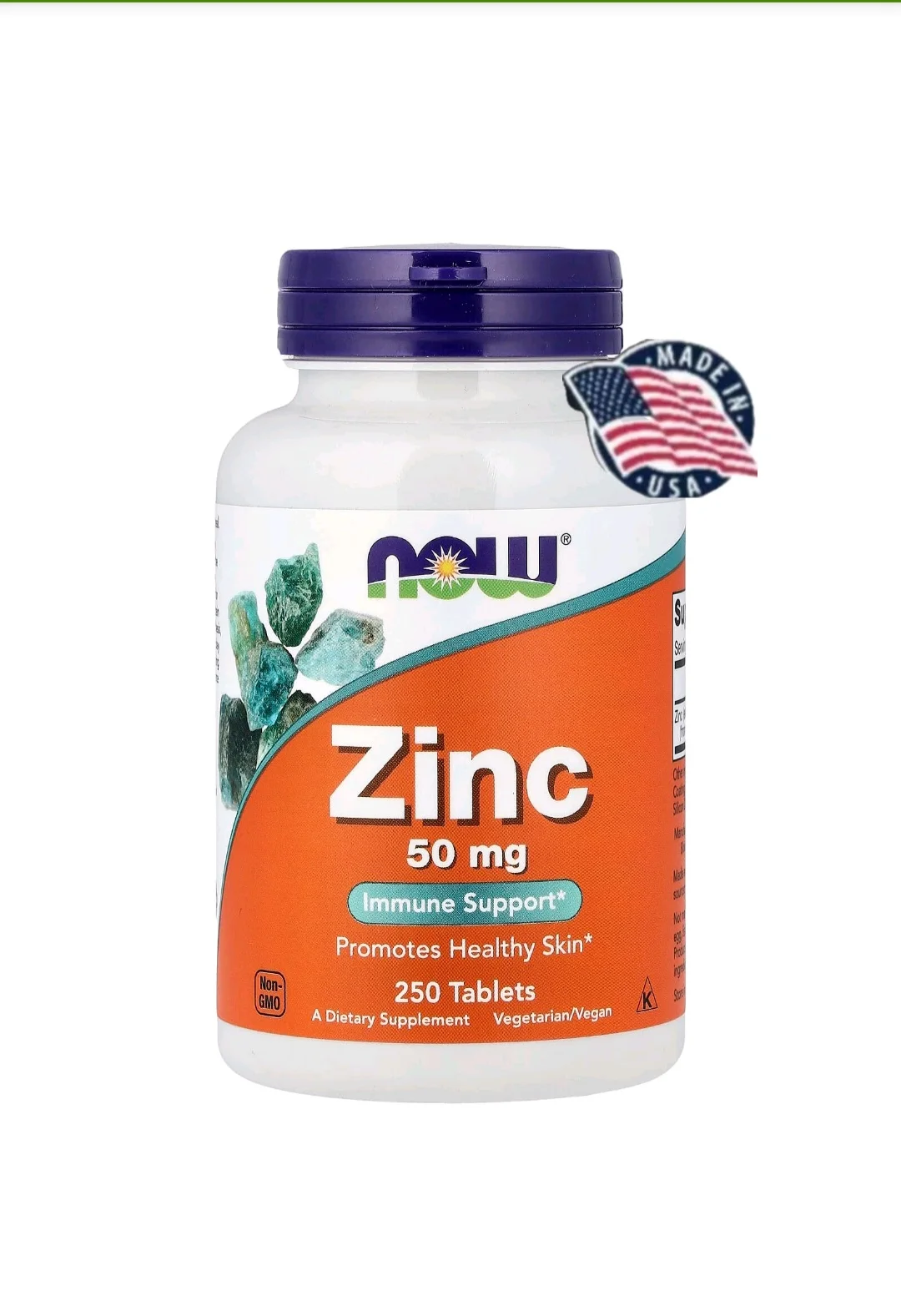 Zinc 50 mg 250 Tablets – NOW Foods